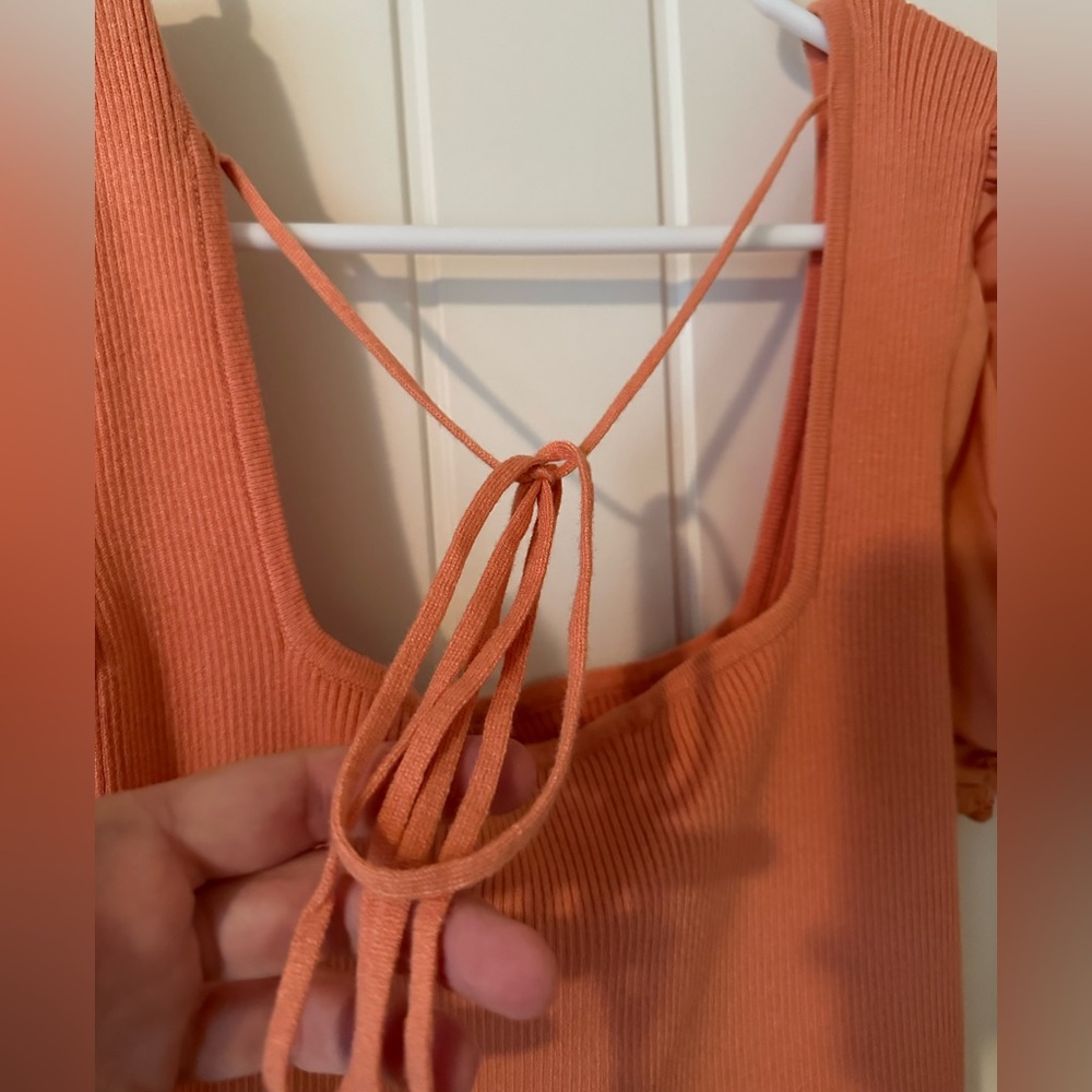 NWT- AND NOW THIS Coral Puff-sleeve dress- size Large - Picture 5 of 9